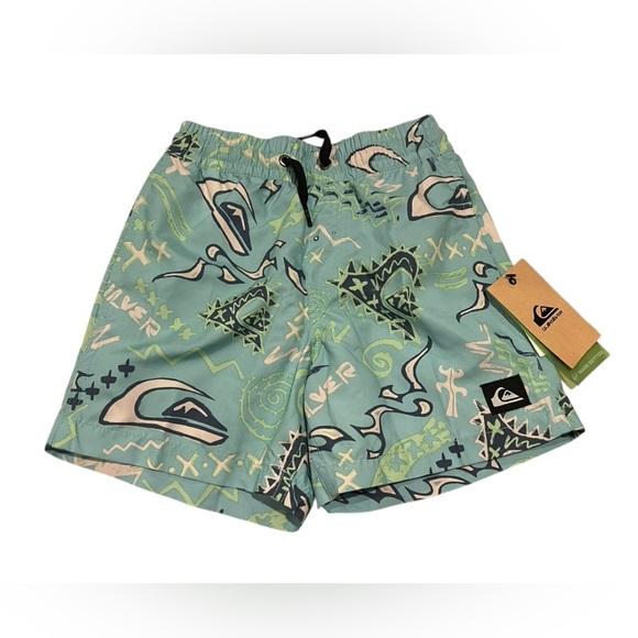 NWT Quiksilver Boys Next Gen Volley Shorts in Green in size 5 - Picture 1 of 5